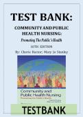 Test Bank For Community and Public Health Nursing&comma; 10th Edition&comma; By Cherie Rector&comma; Mary Jo Stanley&comma; All Chapters 1-30 LATESTTest Bank For Community and Public Health Nursing&comma; 10th Edition&comma; By Cherie Rector&comma; Mary Jo Stanley&comma; All Chapters 1-30 LATEST