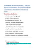 Groundwater Resource Assessment &ndash; 2026&ndash;2027  Practice Exam Questions And Correct Answers A&plus; Comprehensive Preparation for Hydrogeology  Exams