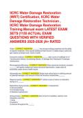 IICRC Water Damage Restoration &lpar;WRT&rpar; Certification 2025-2026&colon; LATEST Exam Sets with 1155 Actual Questions & Verified Answers &vert; A&plus; Rated Study Guide