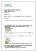 Galen College -NSG 4700 Complete Final Exam Review&lpar;With Solutions&rpar;2026&period;