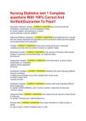 Nursing Statistics Test 1 Complete Exam Bank 2025-2026&colon; 350&plus; Real Questions with Verified Answers & Rationales &ndash; Guaranteed A&plus;&excl;