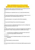 FINAL BUSINESS 101 ACTUAL EXAM QUESTIONS WITH VERIFIED SOLUTIONS