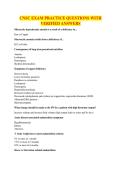 CNSC EXAM PRACTICE QUESTIONS WITH VERIFIED ANSWERS
