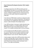 Nurse Professional Development Questions With Complete Solutions