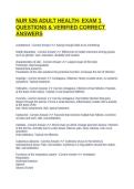 NUR 526 ADULT HEALTH- EXAM 1 QUESTIONS & VERIFIED CORRECT ANSWERS
