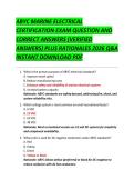 ABYC MARINE ELECTRICAL  CERTIFICATION EXAM QUESTION AND  CORRECT ANSWERS &lpar;VERIFIED  ANSWERS&rpar; PLUS RATIONALES 2026 Q&A  INSTANT DOWNLOAD PDF 