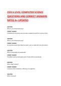 OCR A LEVEL COMPUTER SCIENCE  QUESTIONS AND CORRECT ANSWERS RATED A&plus; UPDATED