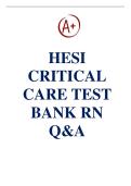 HESI CRITICAL CARE TEST BANK RN QUESTIONS AND ANSWERS