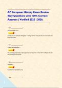 AP European History Exam Review &vert;Key Questions with 100&percnt; Correct Answers &vert; Verified 2025 &vert; 2026&period;    