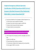 Virginia Emergency Vehicle Operator  Certification &lpar;EVOC&rpar; Questions With Correct  Answers &lpar;Verified Answers&rpar; Plus Rationales  2026 Q&A &vert; Instant Download Pdf