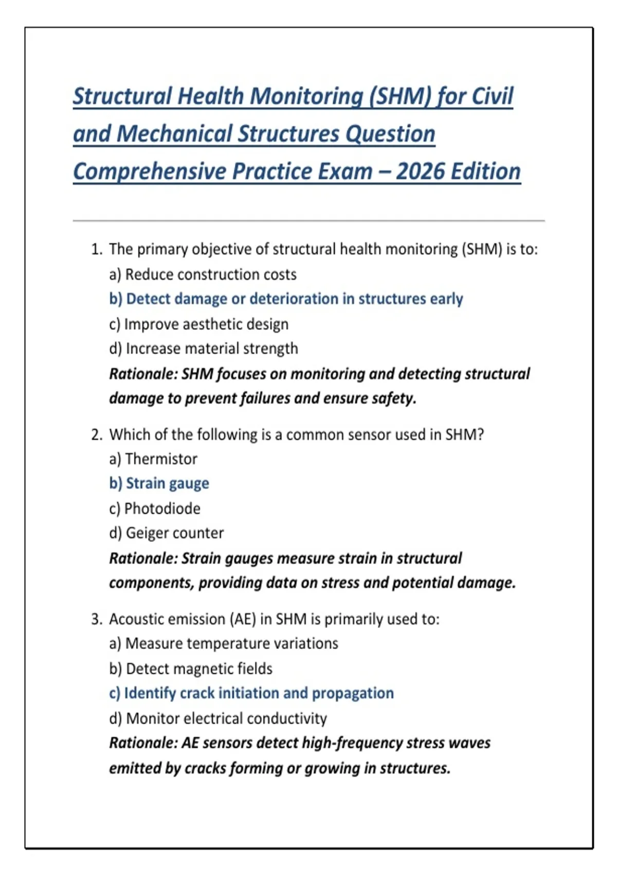 Structural Health Monitoring (SHM) for Civil and Mechanical Structures ...