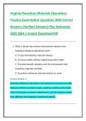 Virginia Hazardous Materials Operations  Practice Examination Questions With Correct  Answers &lpar;Verified Answers&rpar; Plus Rationales  2026 Q&A &vert; Instant Download Pdf