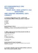 ATI Fundamentals CMS Proctored Exam 2025&sol;2026 &vert; 210 Verified Questions with Answers & Rationales &vert; Nursing Fundamentals Study Resource
