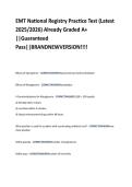 EMT National Registry Practice Test &lpar;Latest  2025&sol;2026&rpar; Already Graded A&plus;  &vert;&vert;Guaranteed  Pass&vert;&vert;BRANDNEWVERSION&excl;&excl;&excl;&excl; 
