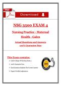   NSG 3500 EXAM 4  Nursing Practice - Maternal  Health - Galen  Actual Questions and Answers   100&percnt; Guarantee Pass 