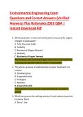 Environmental Engineering Exam  Questions and Correct Answers &lpar;Verified  Answers&rpar; Plus Rationales 2026 Q&A &vert;  Instant Download Pdf 