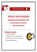   NSG318 &sol; NSG 318 EXAM 4  Introduction to Pharmacology - GCU  Actual Questions and Answers   100&percnt; Guarantee Pass
