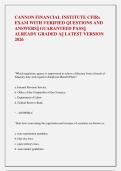CANNON FINANCIAL INSTITUTE CFIRs  EXAM WITH VERIFIED QUESTIONS AND  ANSWERS&vert;&vert; GUARANTEED PASS&vert;&vert;  ALREADY GRADED A&vert;&vert; LATEST VERSION  2026 
