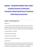 NU664A - ADVANCED PMHNP FINAL EXAM - Complete Questions & Rationales - Psychiatric-Mental Health Nurse Practitioner Board-Ready Assessment