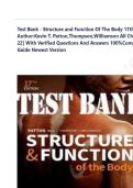 Test Bank - Structure and Function Of The Body 17th Edition Author&colon;Kevin T&period; Patton&comma;Thompson&comma;Williamson All Chapters&lbrack;1-22&rsqb; With Verified Questions And Answers 100&percnt;Complete A&plus; Guide Newest Version