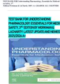 TEST BANK FOR UNDERSTANDING PHARMACOLOGY&colon; ESSENTIALS FOR MEDICATION SAFETY&comma; 3RD EDITION BY WORKMAN & LACHARITY&colon; LATEST UPDATE AND NEWEST 2025&sol;2026 A&plus;
