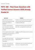 PSYC 388 Final Exam 2026 &vert; Questions with Verified Correct Answers &vert; Latest Edition &vert; Already Graded A&plus;