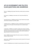 AP US GOVERNMENT AND POLITICS EXAM QUESTIONS AND ANSWERS