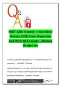 HIST 2280 Hockey in Canadian History 2026 &ndash; 85 Exam Questions and Verified Answers