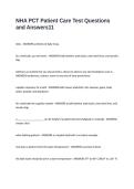 NHA PCT Patient Care Test Questions and Answers