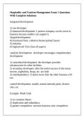 Hospitality and Tourism Management Exam 1 Questions With Complete Solutions