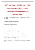 NATE A&sol;C Exam 1 Study Guide 2026&sol;2027 &ndash; Updated Verified Questions and Solutions for HVAC Certification Preparation