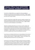 Probation Officer Exam QUESTIONS WITH VERIFIED ANSWERS 2025&sol;2026
