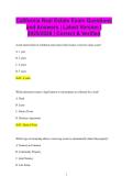 California Real Estate Exam Questions and Answers &vert; Latest Version &vert; 2025&sol;2026 &vert; Correct & Verified