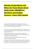 Nursing Jurisprudence and  Ethics for Texas Nurses Exam  Study Guide&colon; GRADED A&plus;&period;  Questions and Verified  Answers&period; Latest 2026 Update 