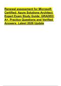 Renewal assessment for Microsoft  Certified&colon; Azure Solutions Architect  Expert Exam Study Guide&colon; GRADED  A&plus;&period; Practice Questions and Verified  Answers&period; Latest 2026 Update 