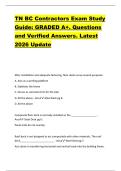 TN BC Contractors Exam Study  Guide&colon; GRADED A&plus;&period; Questions  and Verified Answers&period; Latest  2026 Update 
