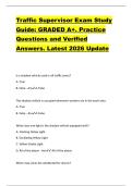 Traffic Supervisor Exam Study  Guide&colon; GRADED A&plus;&period; Practice  Questions and Verified  Answers&period; Latest 2026 Update 