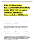 WGU C215 Operations  Management PVDC Exam Study  Guide&colon; GRADED A&plus;&period; Practice  Questions and Verified  Answers&period; Latest 2026 Update 