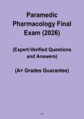 Paramedic Pharmacology Final Exam Study Guide 2026 &vert; EMT & Paramedic Medication Notes PDF