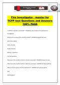 Fire Investigator - master for TCFP test Questions and Answers 100&percnt; PASS