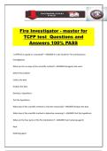 Fire Investigator - master for TCFP test Questions and Answers 100&percnt; PASS