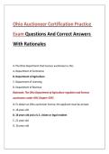 Ohio Auctioneer Certification Practice Exam Questions And Correct Answers With Rationales