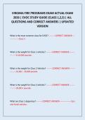 VIRGINIA FIRE PROGRAMS EXAM ACTUAL EXAM 2026 &vert; EVOC STUDY GUIDE &lpar;CLASS 1&comma;2&comma;3&rpar; &vert; ALL QUESTIONS AND CORRECT ANSWERS &vert; UPDATED VERSION