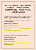 WEST COAST EMT BLOCK 1&comma; 2&comma; 3 Exam Bundle &vert; Updated Versions &vert; 2026 &vert; Verified Answers