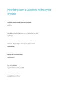 Psychiatry Exam 1 Questions With Correct Answers