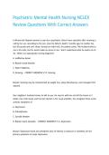 Psychiatric Mental Health Nursing NCLEX Review Questions With Correct Answers