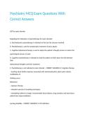 Psychiatry MCQ Exam Questions With Correct Answers 