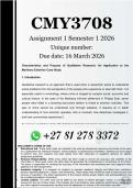 CMY3708 Assignment 1 &lpar;COMPLETE ANSWERS&rpar; Semester 1 2026 - DUE 16 March 2026