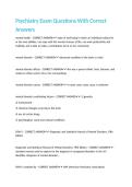 Psychiatry Exam Questions With Correct Answers