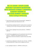 NU 131 EXAM 1 STUDY GUIDE  2026&sol;2027 ACCURATE QUESTIONS  WITH VERIFIED CORRECT ANSWERS &vert;&vert;  ALREADY GRADED A&plus;  <REVISED NEWEST VERSION>  Galen College Of Nursing 